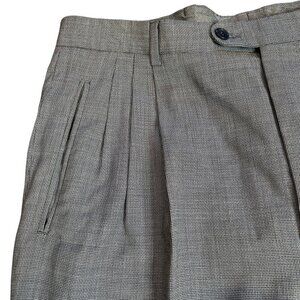 Chiavari Men's Italian Super 100% Wool Black Pleated Front Pants Size 36 X 29